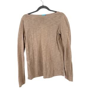 J. McLaughlin Womens M Tan Lightweight Linen Blend Pullover Sweater Coastal Luxe